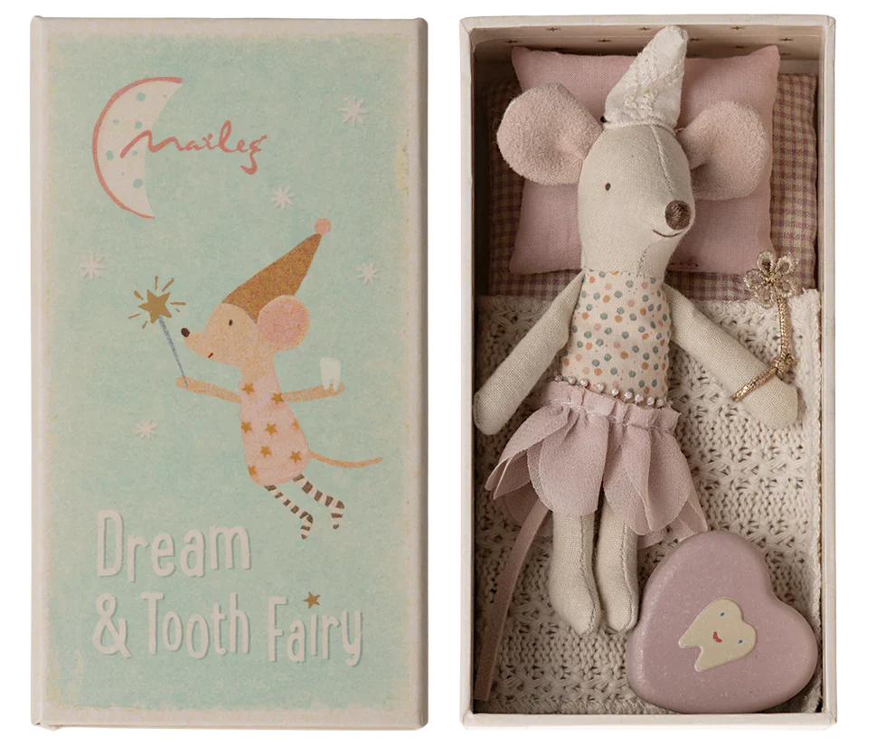 Maileg - Tooth Fairy Mouse, Little Sister In Matchbox Legetøj 