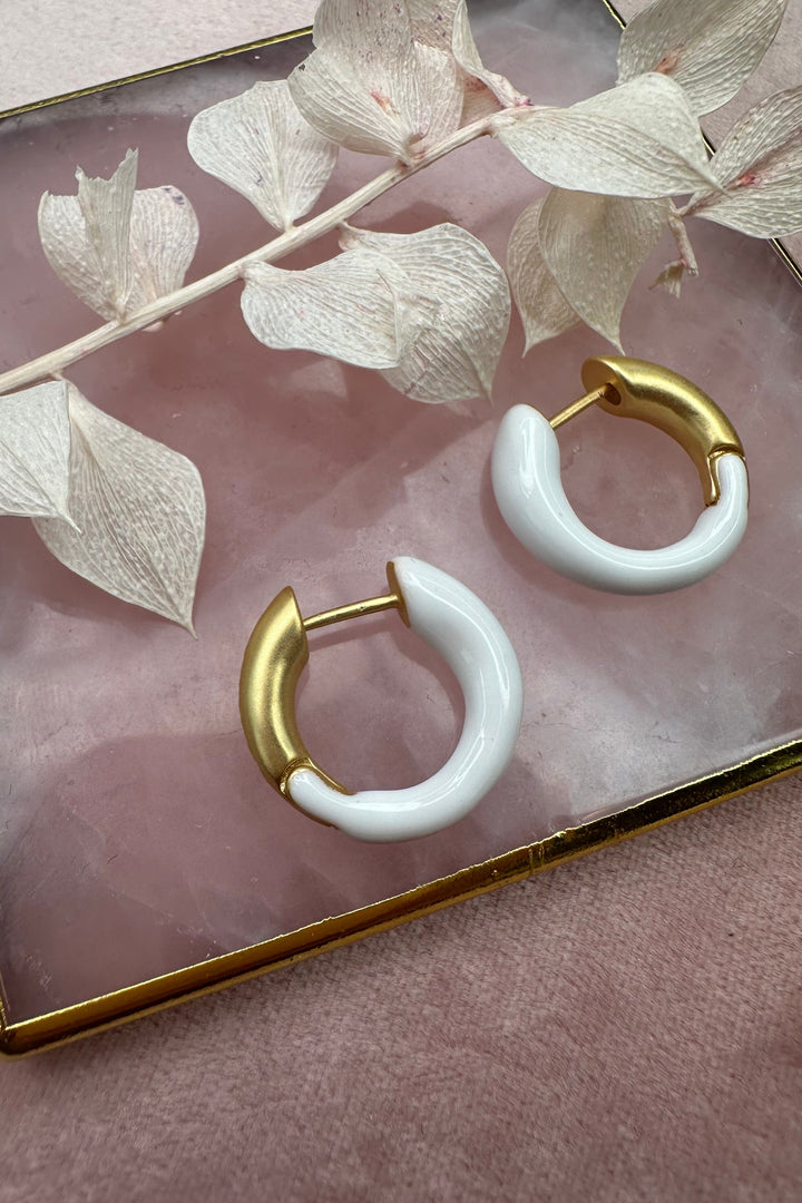 Mellow Moon - Colorful Hoops - White Øreringe 