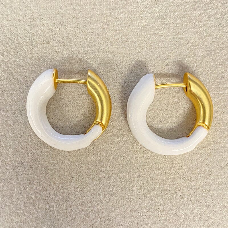 Mellow Moon - Colorful Hoops - White Øreringe 