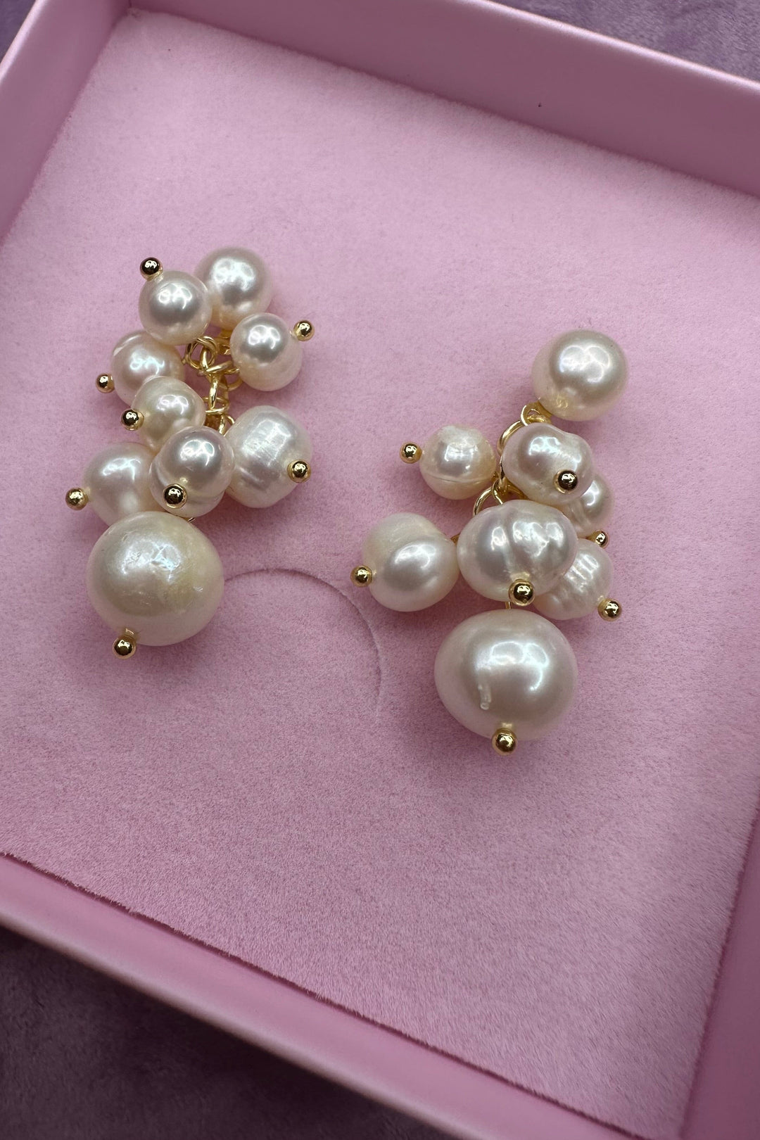 Mellow Moon - Pearl Drops Earring - Forgyldt Øreringe 