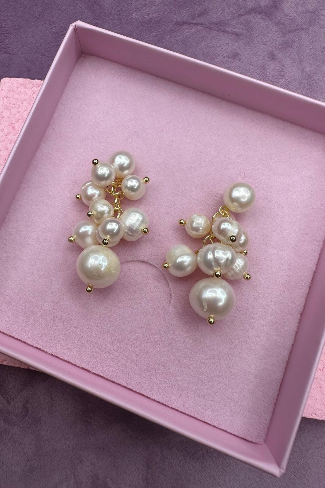 Mellow Moon - Pearl Drops Earring - Forgyldt Øreringe 