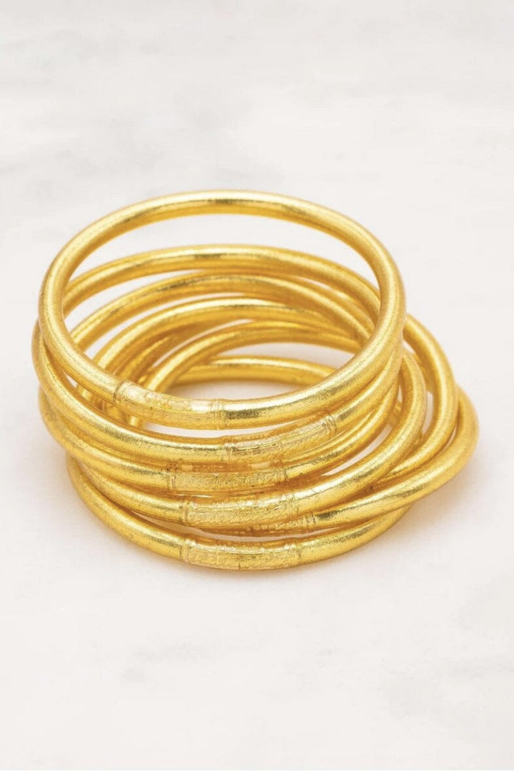 Mellow Moon - Thick Gold Buddhist Bangle L - Forgyldt Armbånd 