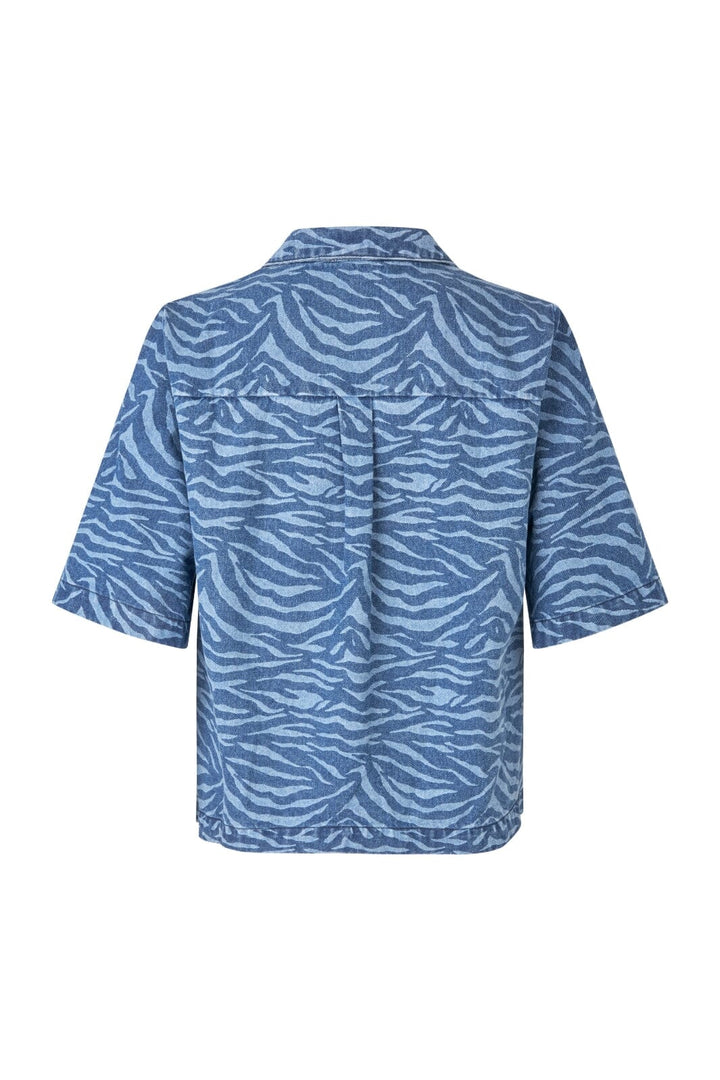 Modström - Masemd Print Ss Shirt - 11508 Blue Zebra