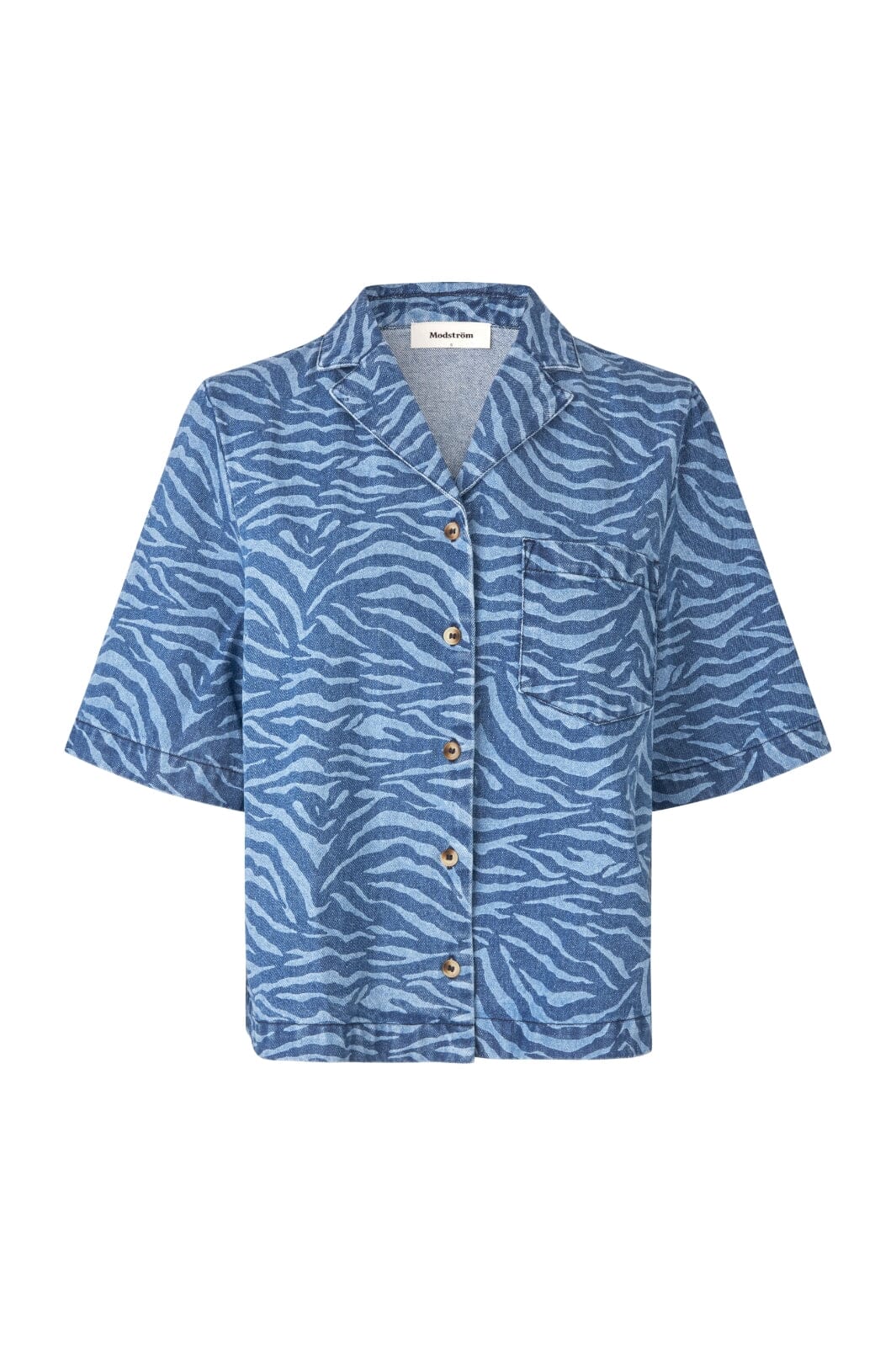 Modström - Masemd Print Ss Shirt - 11508 Blue Zebra