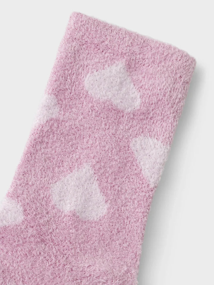 Name It - Nkfruthy Terry Fluffy Sock - 4708342 Mauve Orchid Corsage Hearts Strømper 