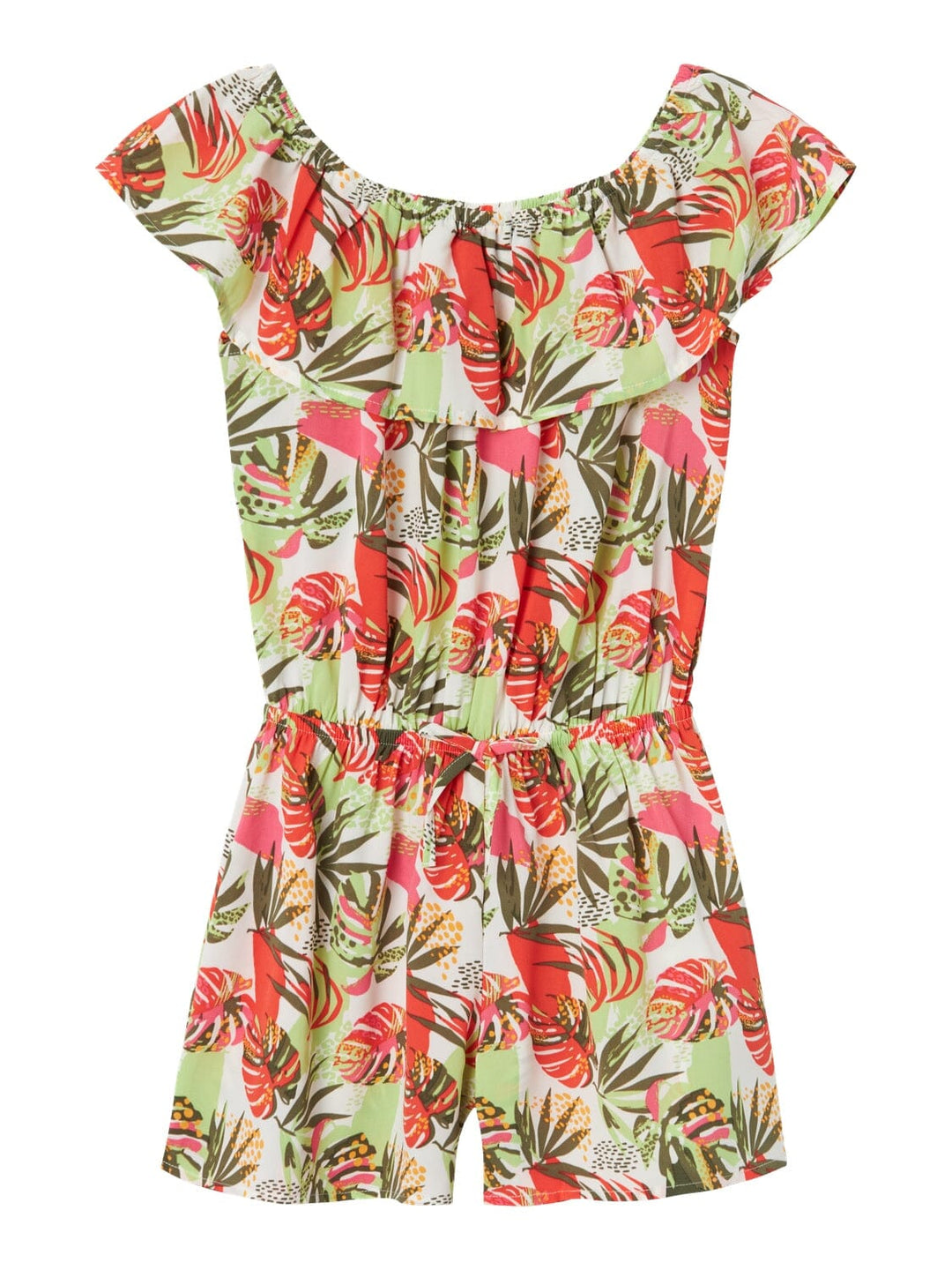 Name It - Nkfvinaya Ss Playsuit Fffff - 4447293 Bright White Tropical Buksedragter 