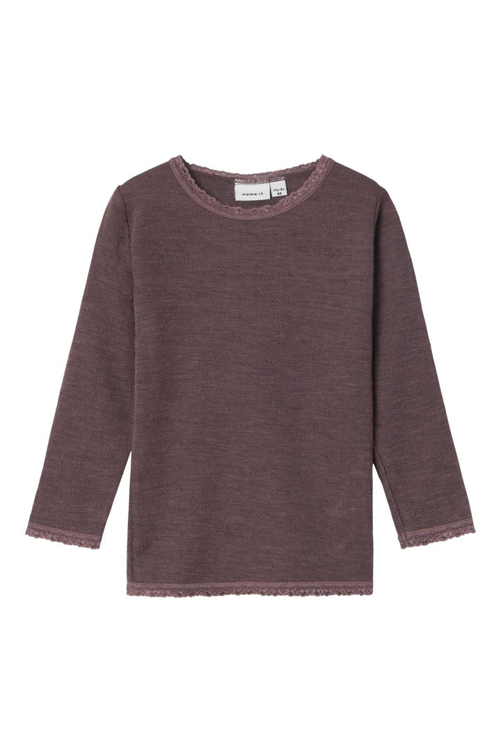 Name It - Nmfwang Wool Needle Ls Top Solid - 4475061 Sparrow