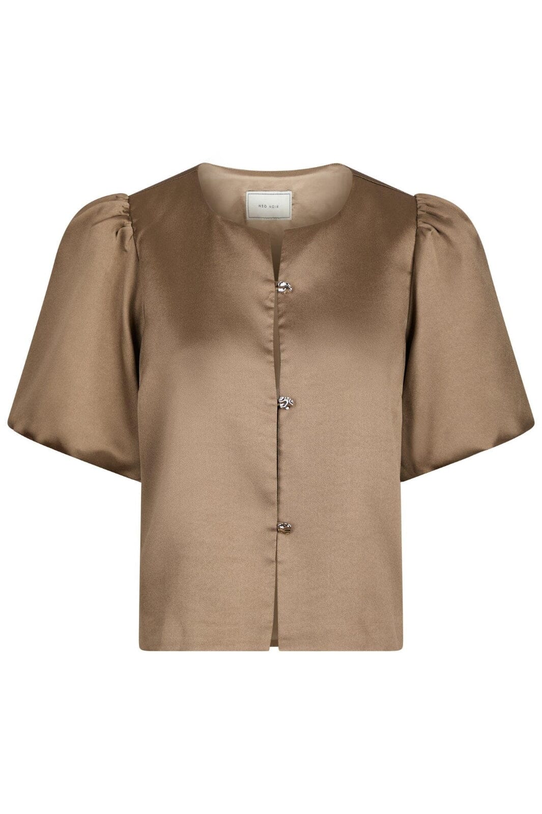 Neo Noir - Aisa Dull Satin Blouse 164658 - 811 - Dark Taupe