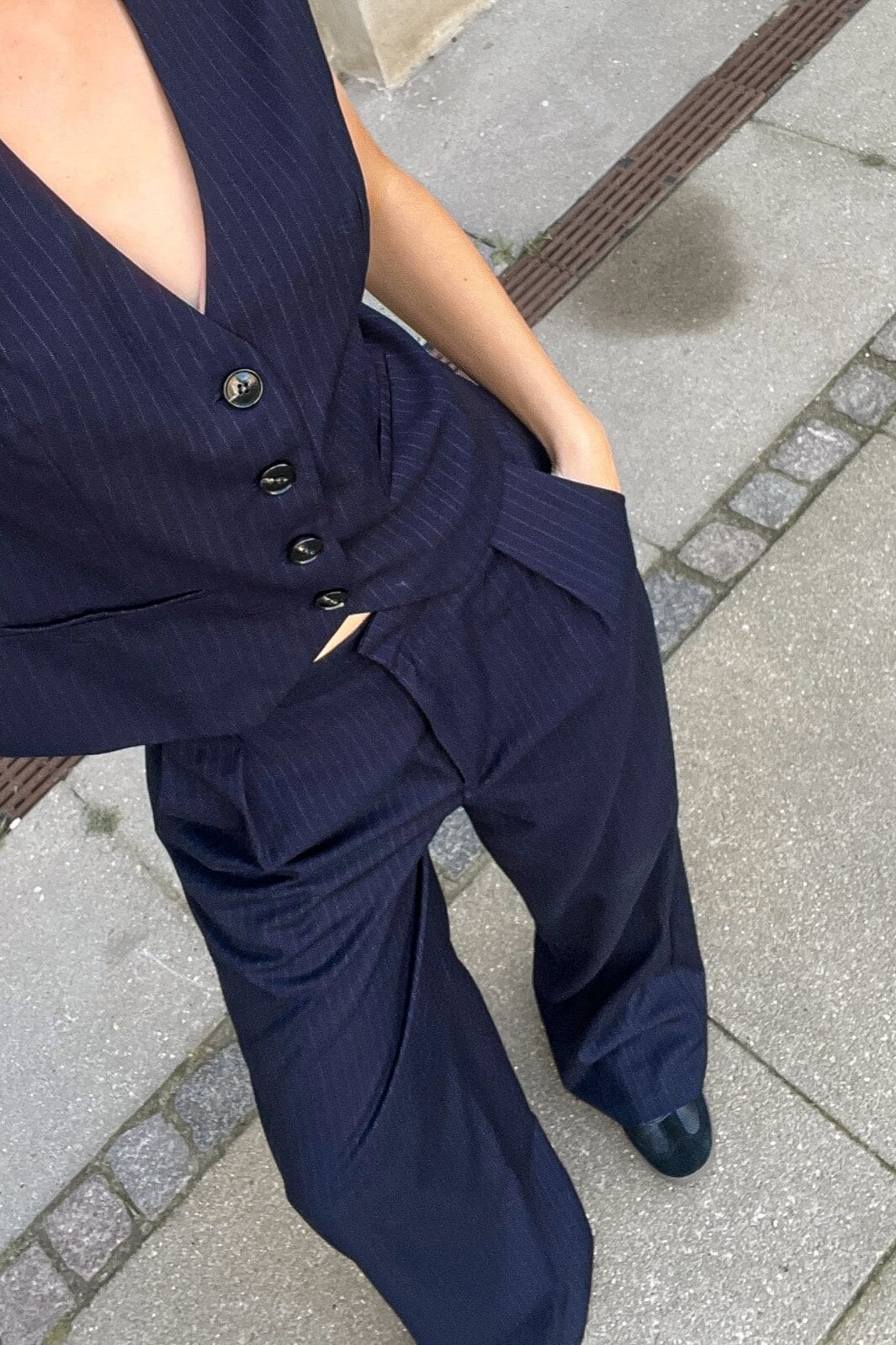 Neo Noir - Alessandra N Pinstripe Pants - Navy Bukser 