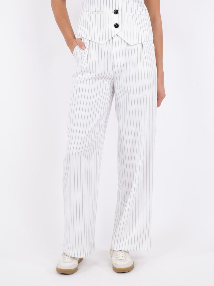 Neo Noir - Alessandra Pinstripe Pants - White Bukser 