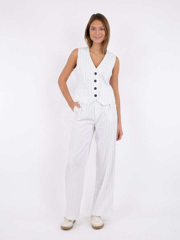 Neo Noir - Alessandra Pinstripe Pants - White Bukser 