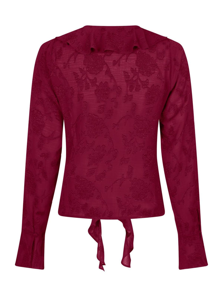 Neo Noir - Anika Burnout Blouse - Burgundy Bluser 