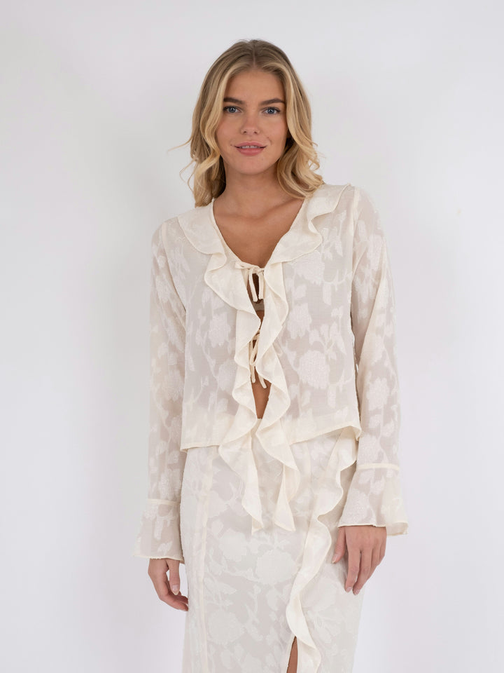 Neo Noir - Anika Burnout Blouse - Off White