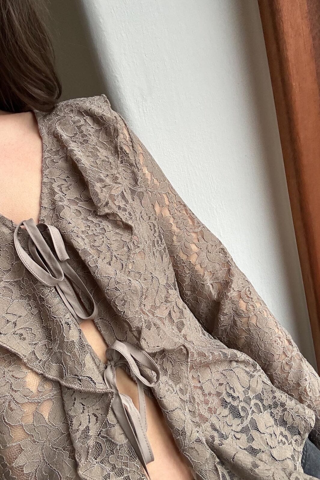 Neo Noir - Anika Lace Blouse - Taupe Bluser 