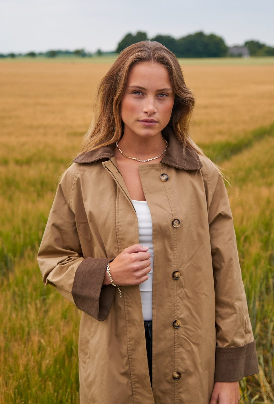 Neo Noir - Anneli Cord Coat - Khaki Jakker 