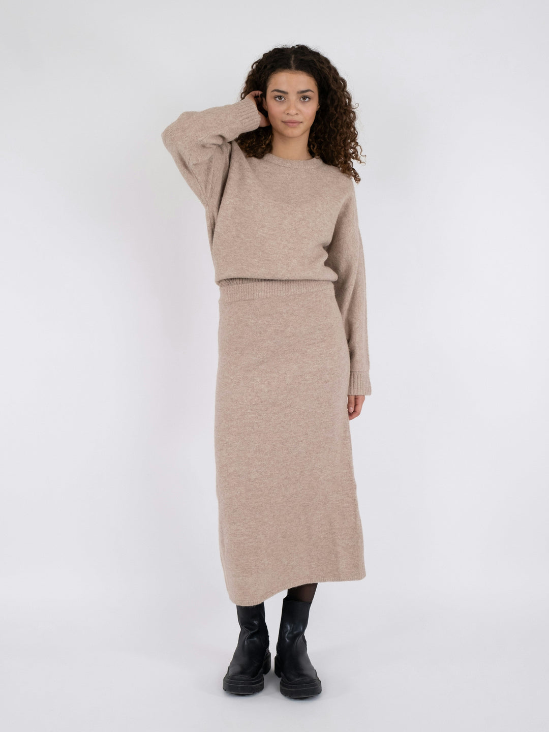 Neo Noir - Ashanti Knit Skirt - Sand Melange