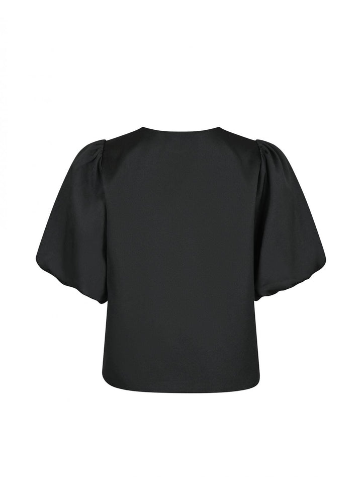 Neo Noir - Aska Dull Satin Blouse - Black Bluser 