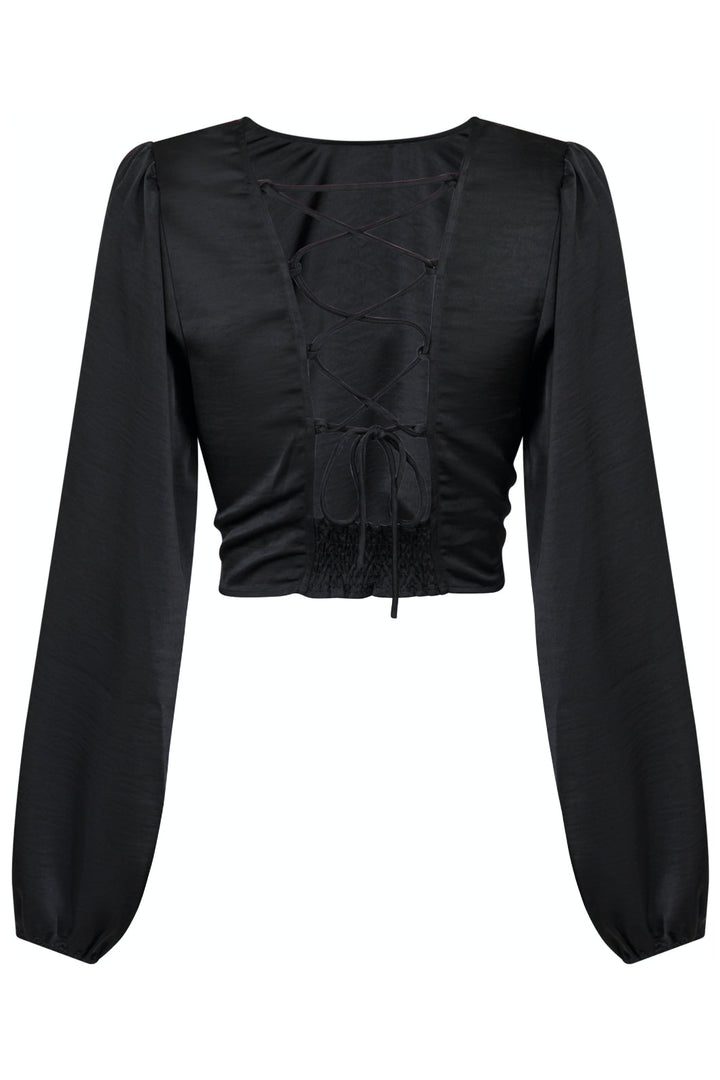 Neo Noir - Aura Heavy Sateen Blouse - Black Bluser 