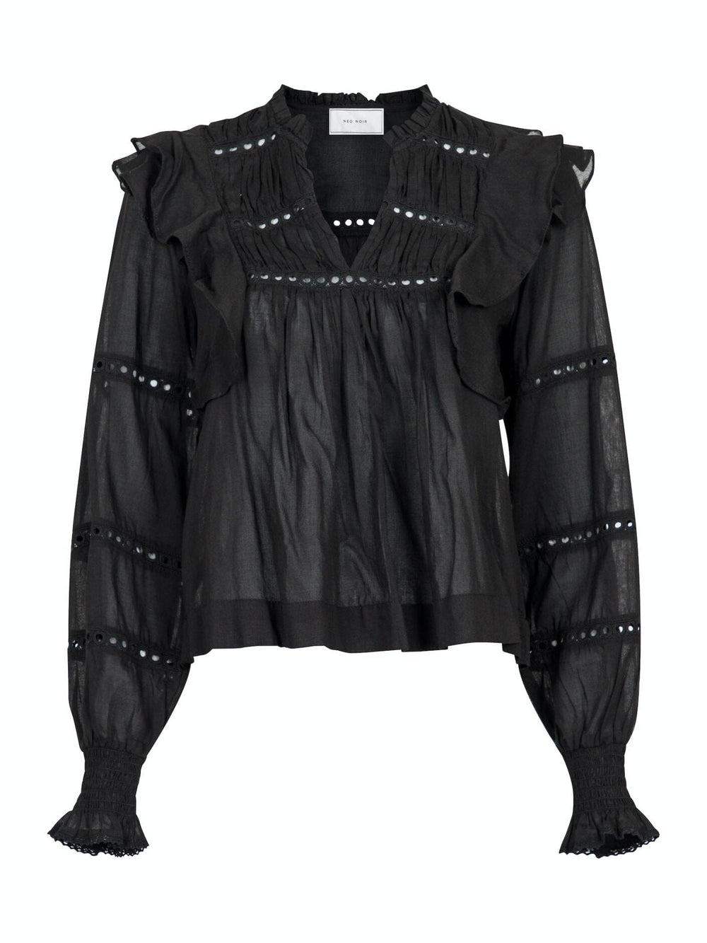 Neo Noir - Aurika S Voile Blouse - Black Bluser 