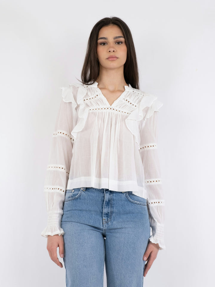 Neo Noir - Aurika S Voile Blouse - White