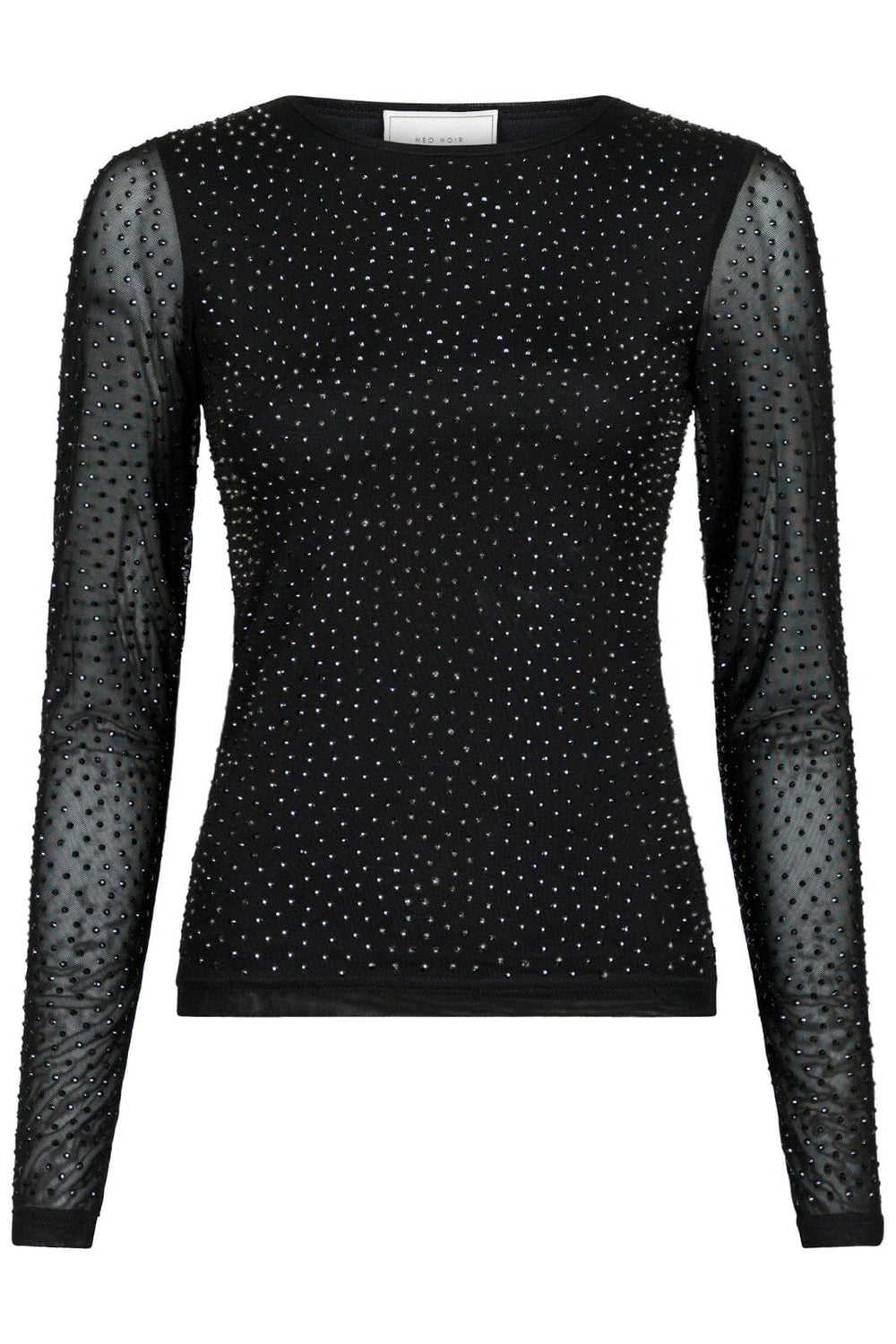 Neo Noir - Basira Stone Mesh Blouse - Black Bluser 