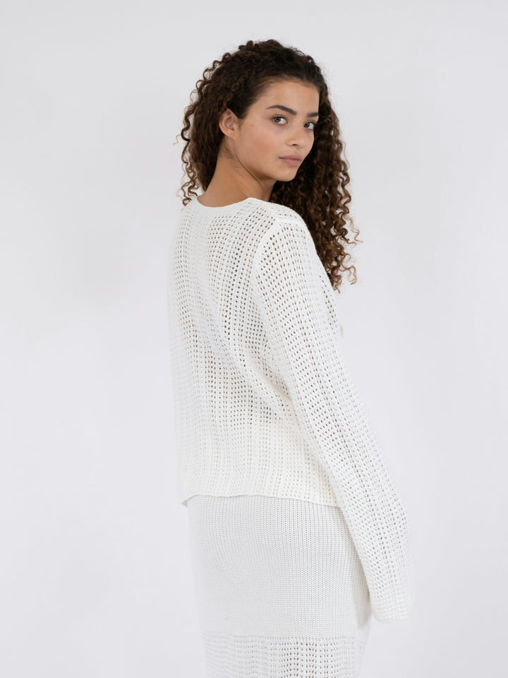 Neo Noir - Bates Crochet Knit Cardigan - White