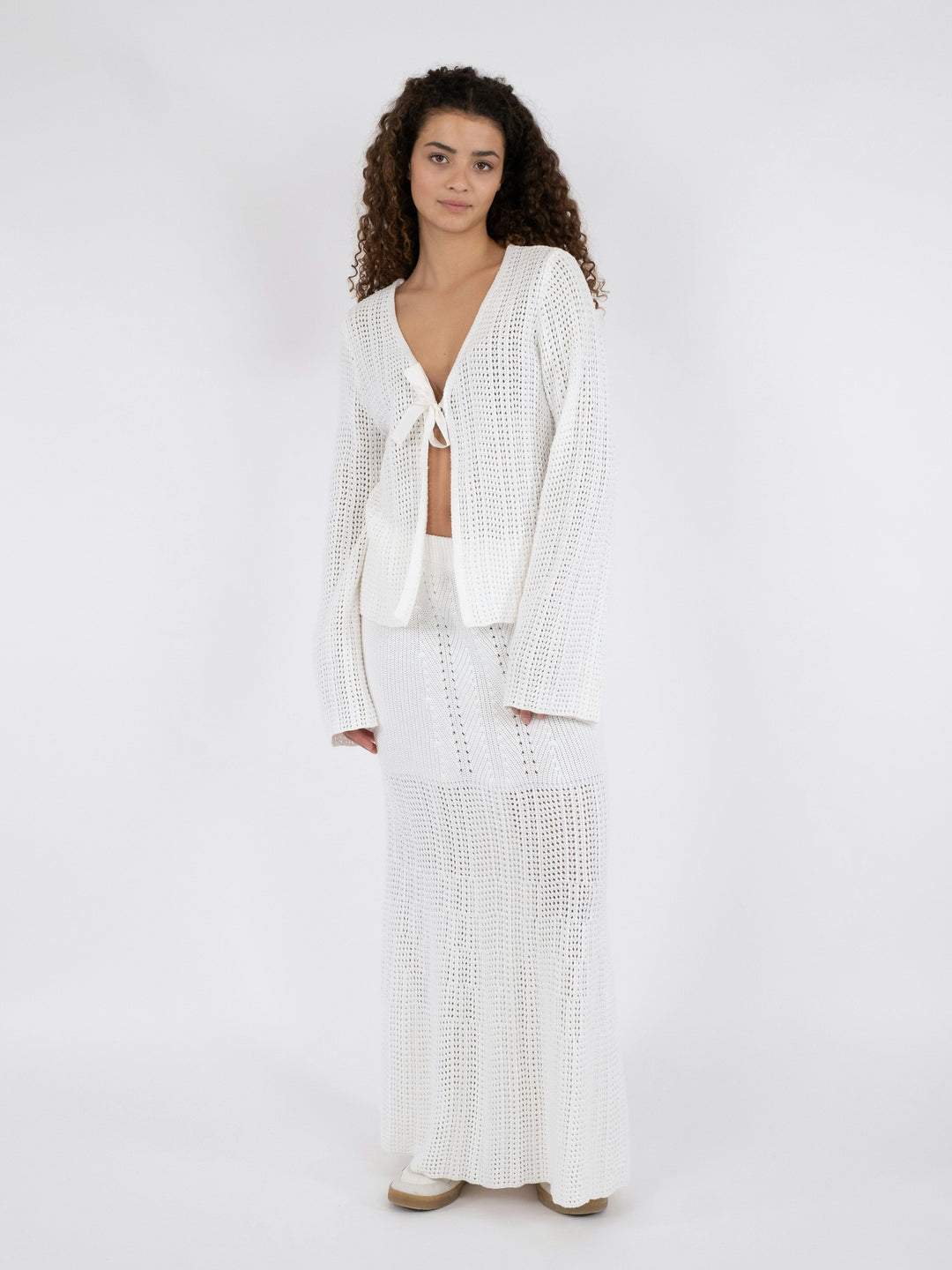 Neo Noir - Bates Crochet Knit Cardigan - White