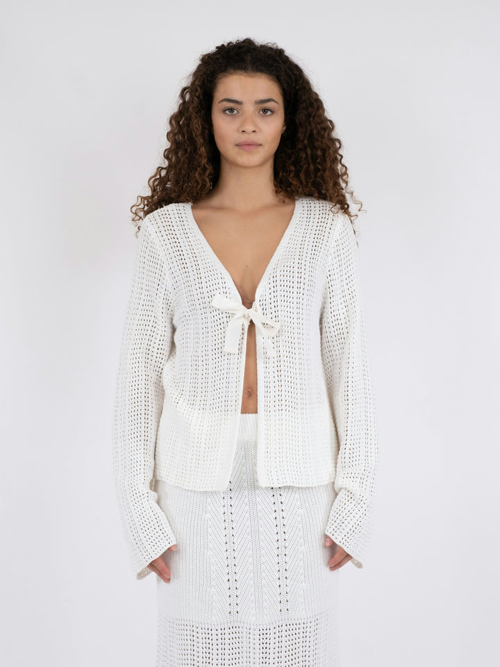 Neo Noir - Bates Crochet Knit Cardigan - White