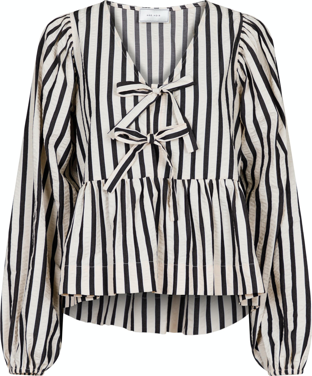 Neo Noir - Bessie Contrast Stripe Blouse - Creme