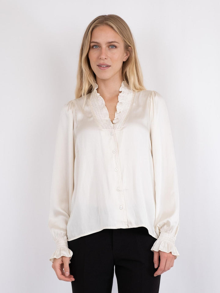 Neo Noir - Brielle Satin Blouse - Off White Bluser 