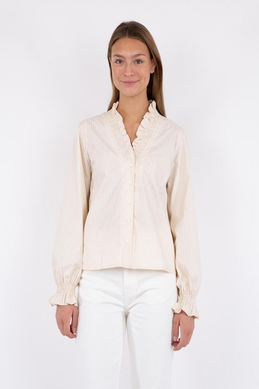 Neo Noir - Brielle Single Stripe Blouse - Sand Skjorter 