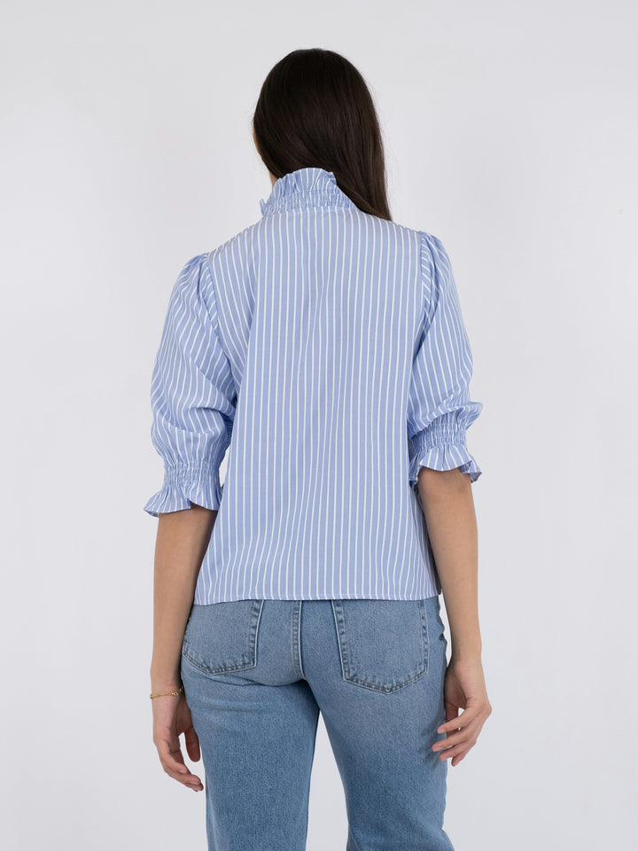 Neo Noir - Briony Wide Stripe Blouse - Light Blue