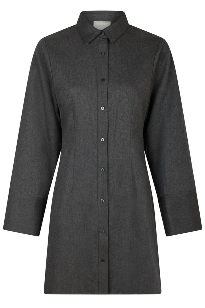 Neo Noir - Cajsa Solid Shirt Dress 164077 - Dark Grey