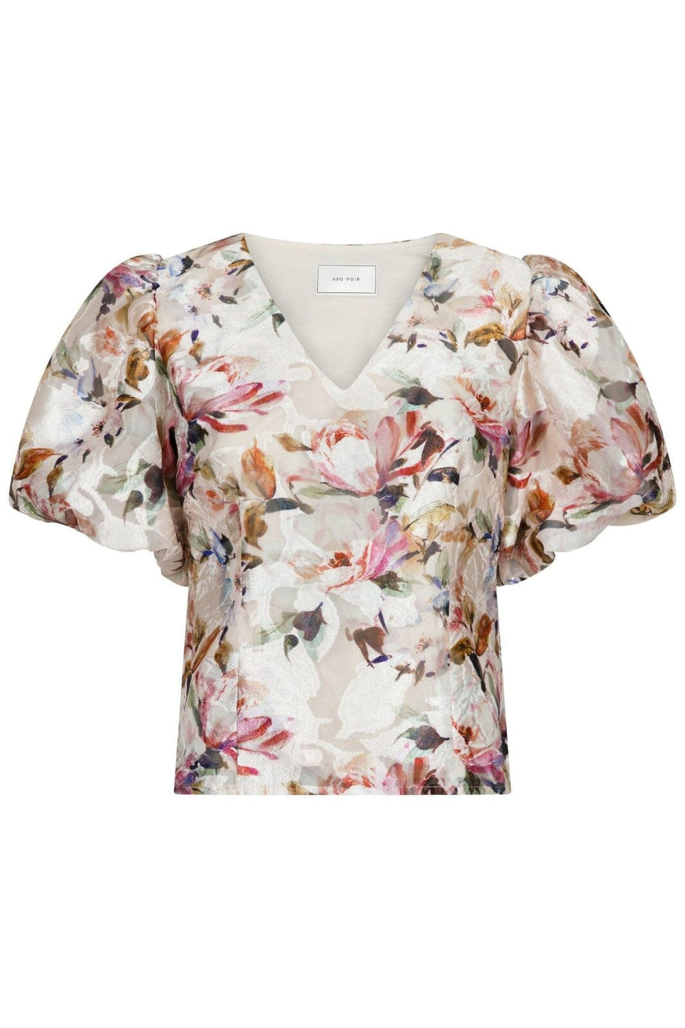 Neo Noir - Camia Brocade Print Blouse - Creme Bluser 