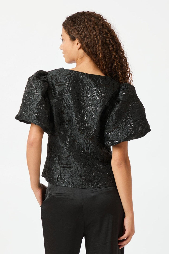 Neo Noir - Camia Metallic Brocade Blouse 163846 - Black Bluser 