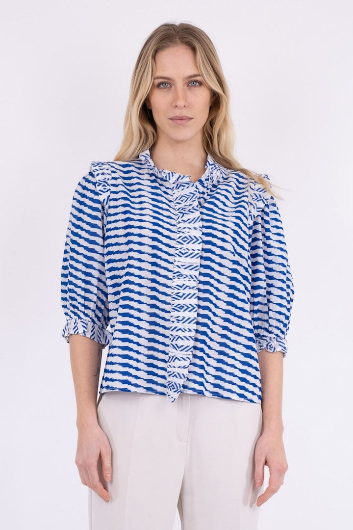 Neo Noir - Chacha Graphic Blouse - Blue Bluser 