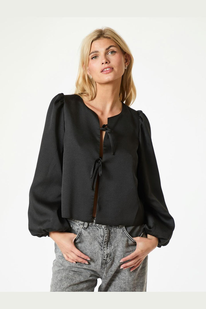 Neo Noir - Daliska Dull Satin Blouse - Black