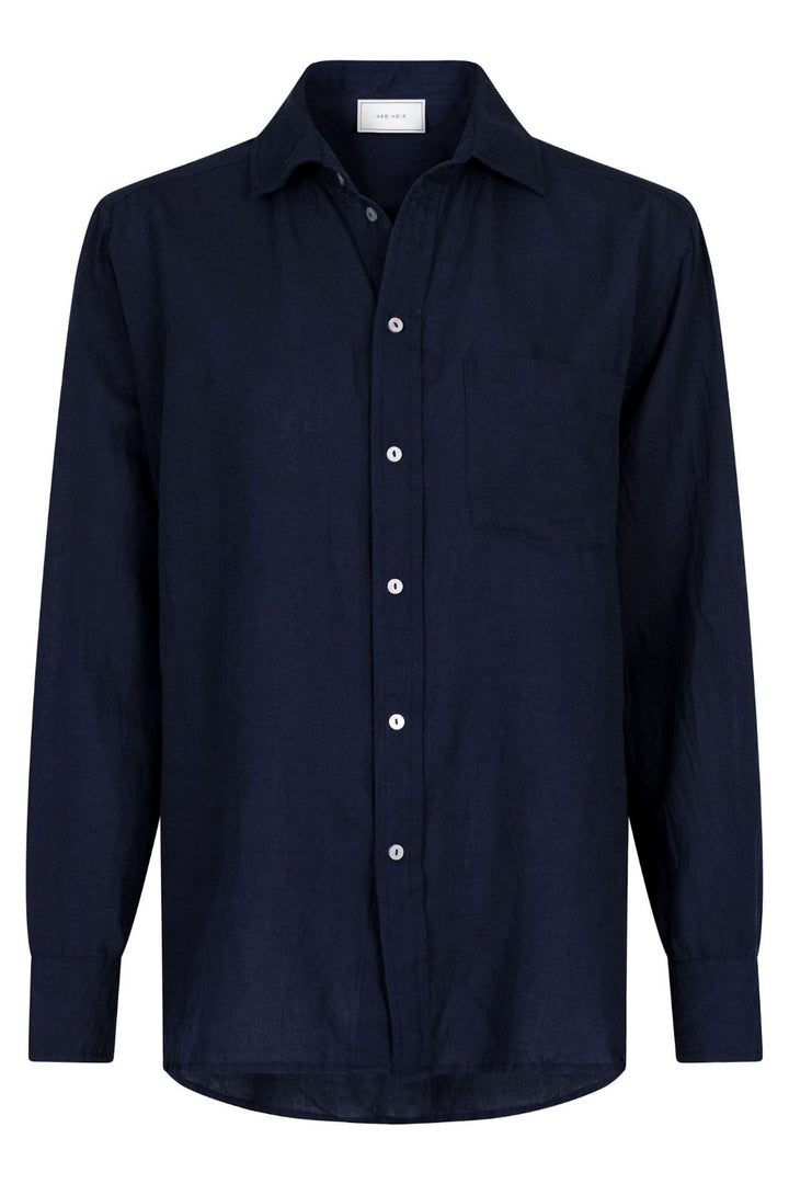 Neo Noir - Dalma Linen Shirt - Navy Bluser 