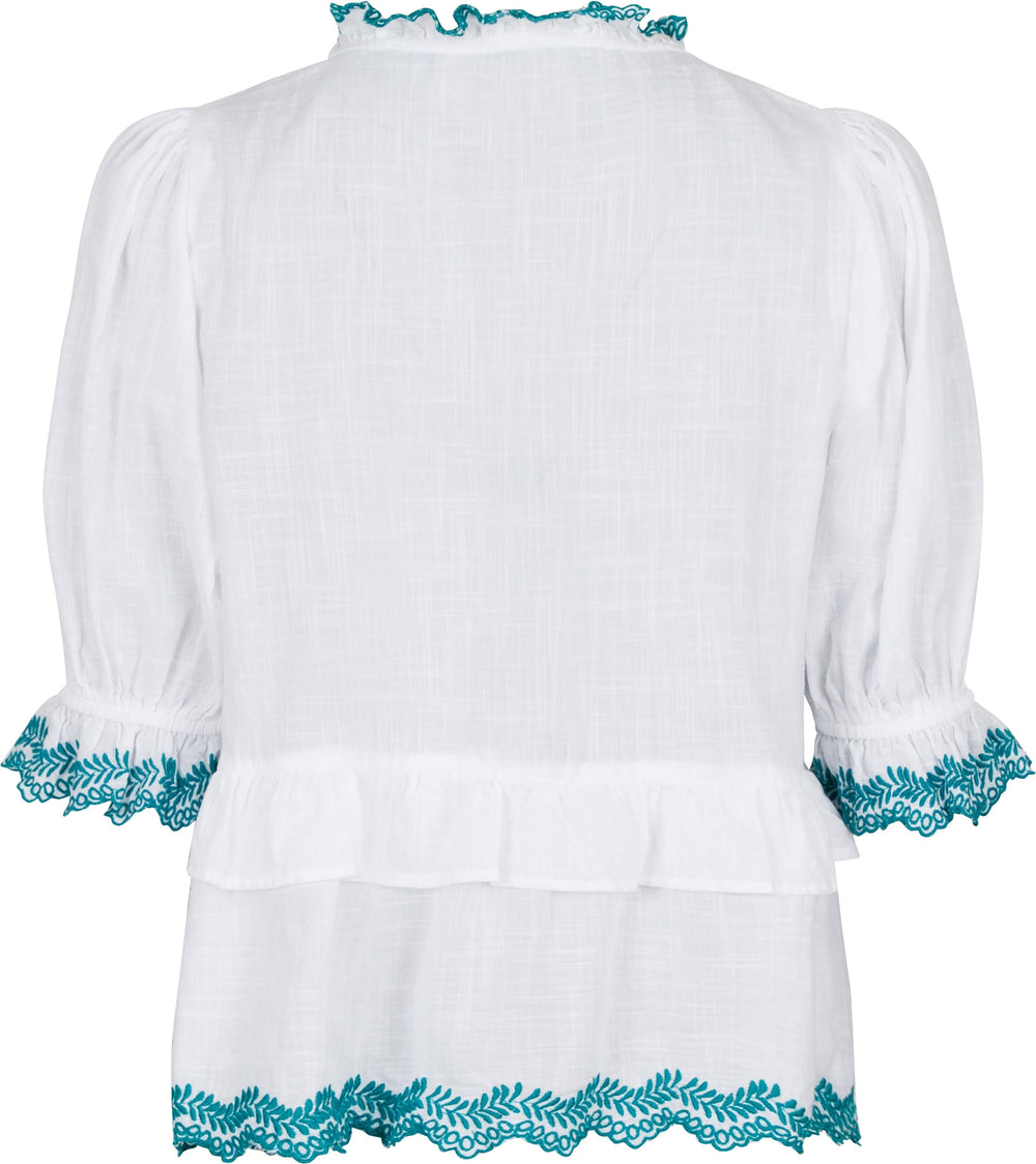 Neo Noir - Emmi Embroidery Blouse - White/Green