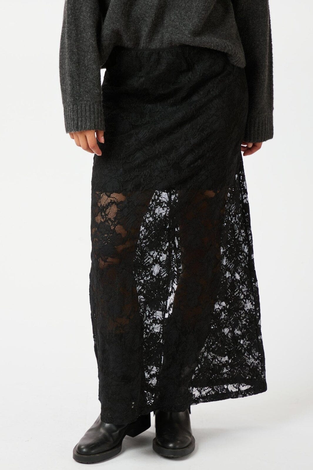 Neo Noir - Emmie Lace Skirt 163608 - Black Nederdele 