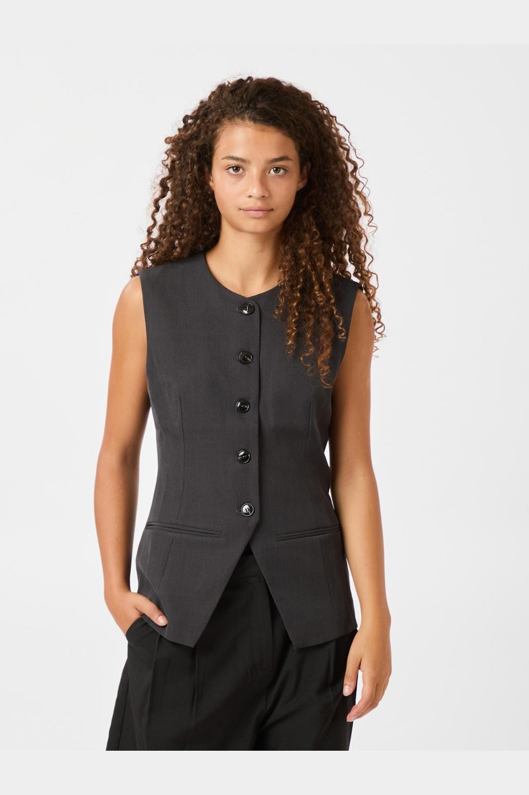 Neo Noir - Fabia Structure Waistcoat 164162 - Dark Grey