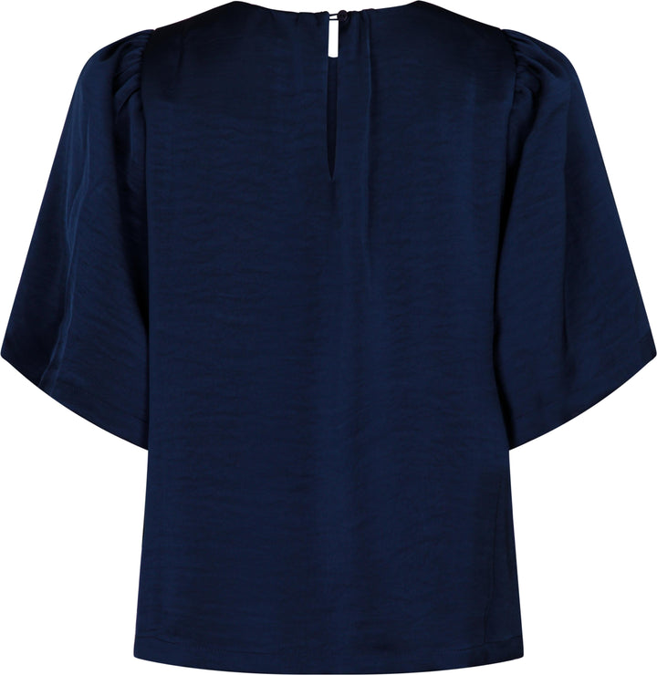 Neo Noir - Florina Heavy Sateen Blouse - Navy