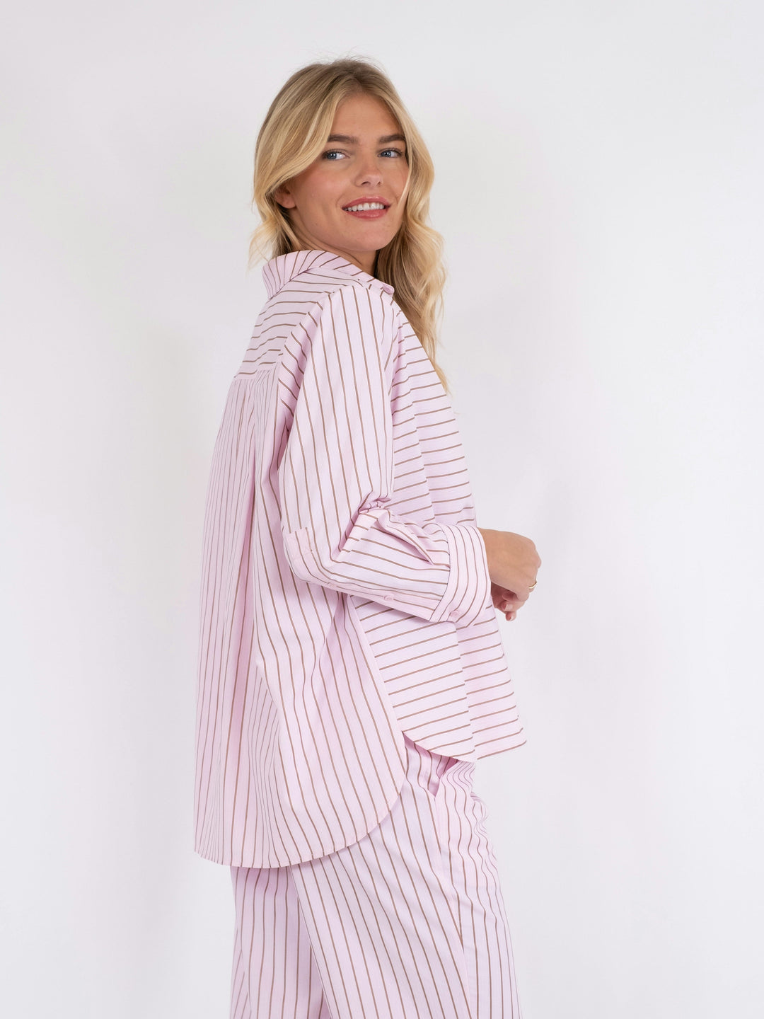 Neo Noir - Gili Multi Stripe Shirt - Light Pink