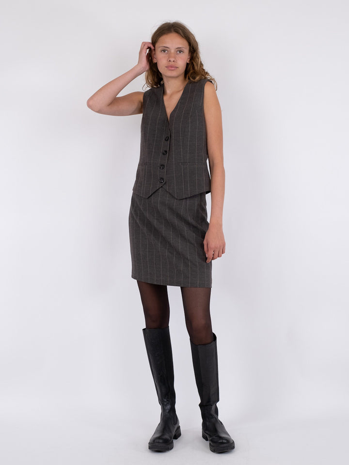 Neo Noir - Helmine Soft Check Skirt - Dark Grey