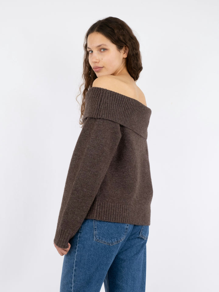 Neo Noir - Jane Knit Blouse - Brown Melange