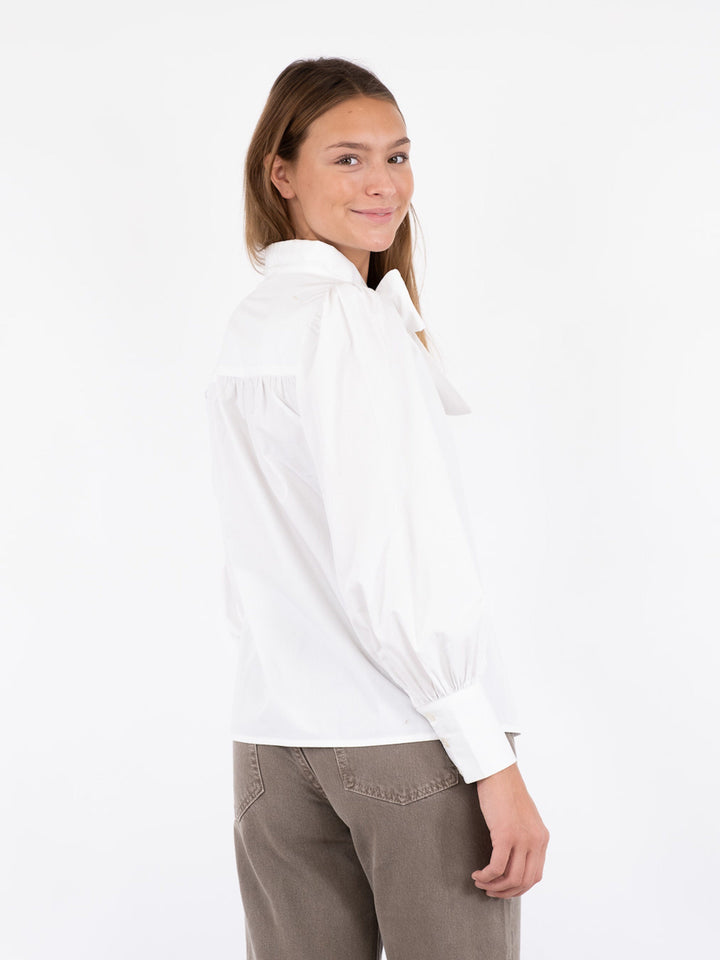 Neo Noir - Jaz Bow C Poplin Blouse - White