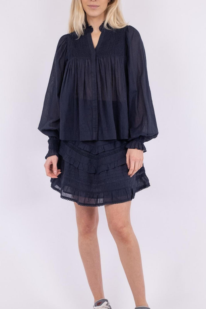 Neo Noir - Jill S Voile Blouse - Navy