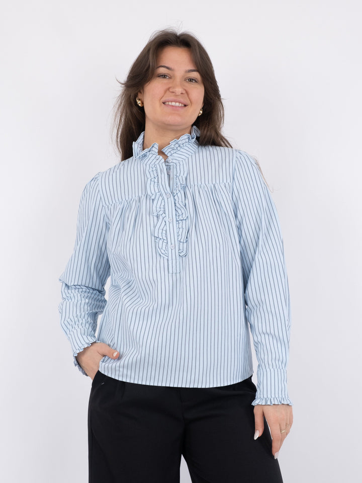 Neo Noir - Justine Stripe Shirt - Light Blue