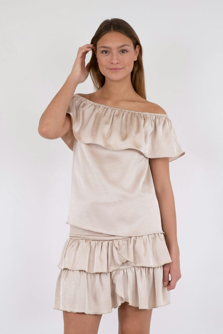 Neo Noir - Kris Heavy Sateen Top - Champagne Toppe 