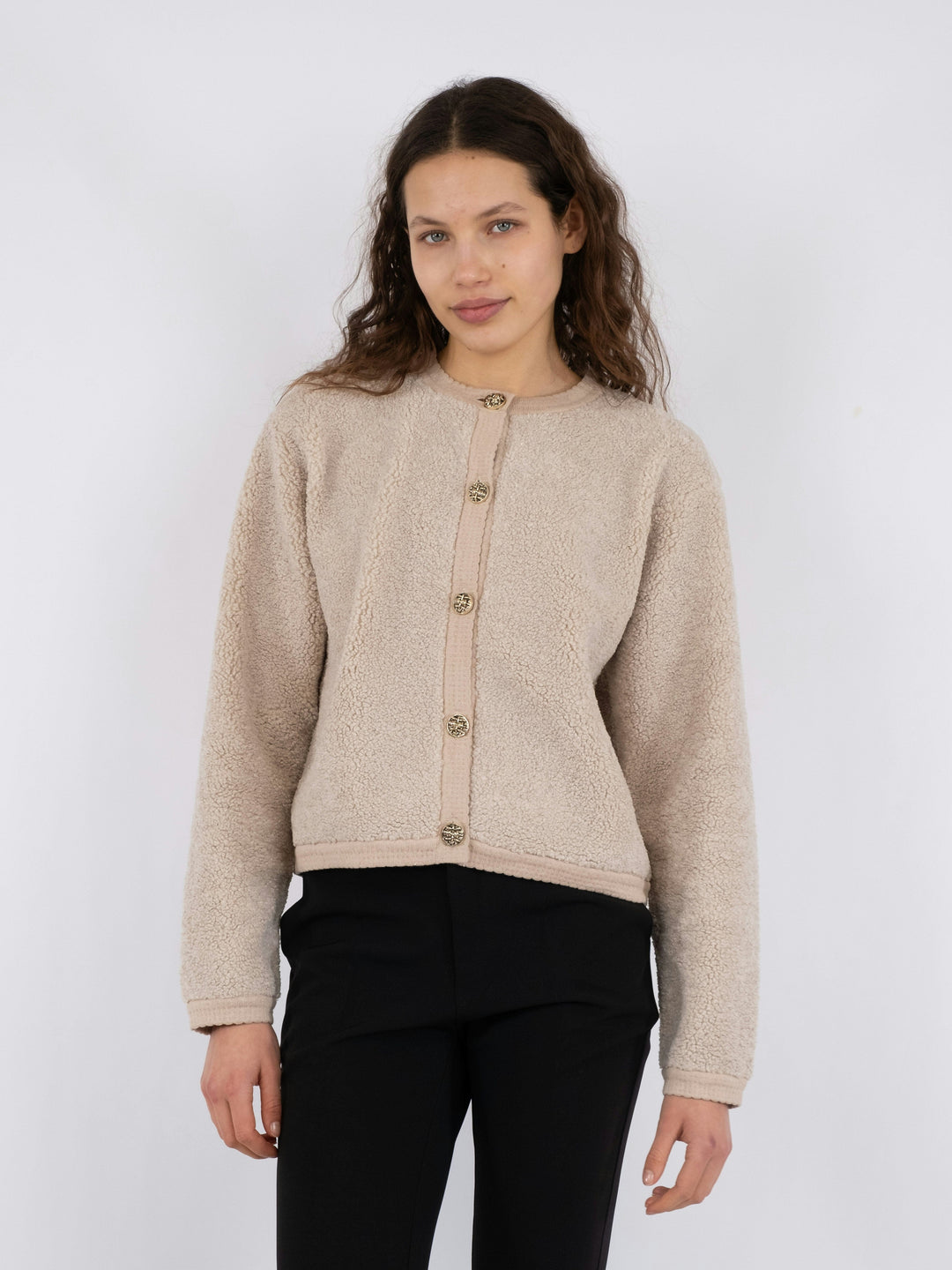 Neo Noir - Limo Fluffy Knit Cardigan - Sand